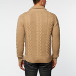 Loft 604 // Australian Merino Wool Cable Cardigan // Beige (L)