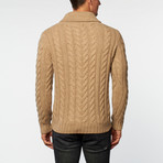 Australian Merino Wool Shawl Collar Pullover // Beige (S)