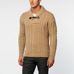 Australian Merino Wool Shawl Collar Pullover // Beige (S)