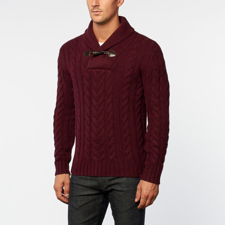 Australian Merino Wool Shawl Collar Pullover // Wine (S)