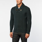 Australian Merino Wool Shawl Collar Pullover // Green (S)