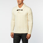 Wool Shawl Cable Collar Pullover // Ivory (S)