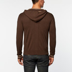 Cashmere Cotton Hooded Jacket // Brown (S)