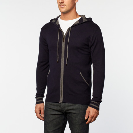 Cashmere Hooded Jacket // Navy (S)