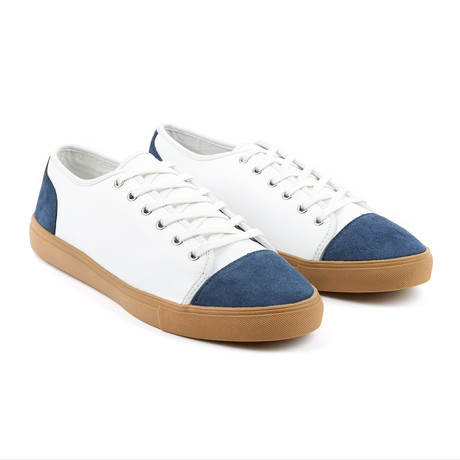 Denizen Leather + Suede Sneaker // White + Blue (US: 7)