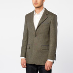 Ross Tweed Jacket // Blue + Green Herringbone (US: 36R)