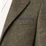 Ross Tweed Jacket // Blue + Green Herringbone (US: 36R)