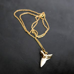 24k-Dipped Sharks Tooth Pendant + Chain