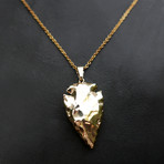 Gold-Dipped Agate Arrowhead Small +  Chain