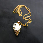 Gold-Dipped Agate Arrowhead Small +  Chain