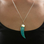 Turquoise Bear Claw Knife Pendant + Chain