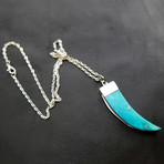 Turquoise Bear Claw Knife Pendant + Chain