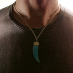 Turquoise Bear Claw Knife Pendant + Chain