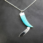 Turquoise Bear Claw Knife Pendant + Chain