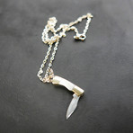 Mini Bone Pocketknife Pendant + Chain