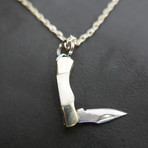 Mini Bone Pocketknife Pendant + Chain