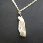 Mini Mother-Of-Pearl Pocketknife Pendant + Chain