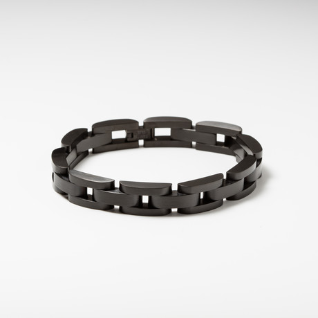 Brushed Black Steel Classic Link Bracelet