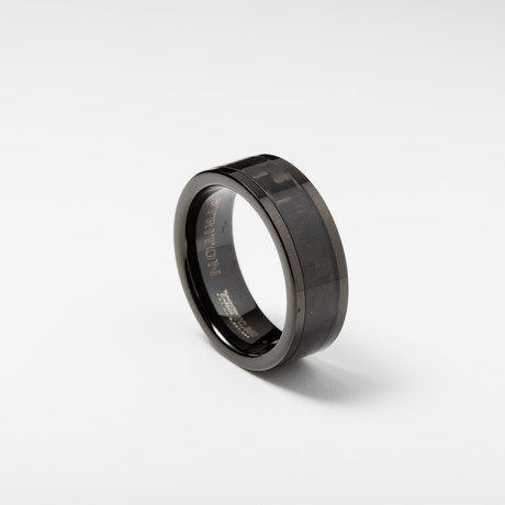 8mm Comfort Fit Black Carbon Fiber + Tungsten Band (Size 9)
