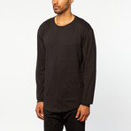 Based Long-Sleeve Oversized Baseball Tee // Black (S)