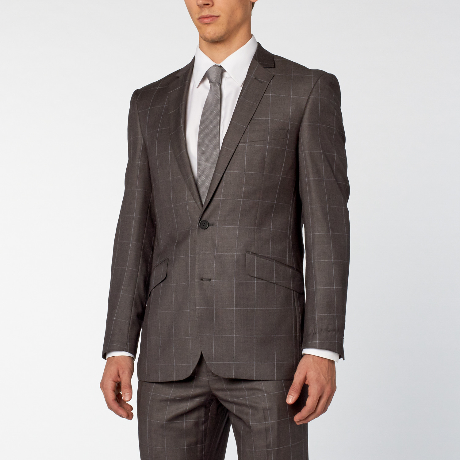 Renoir // 2 Piece Window Pane Slim Fit Suit // Grey (US: 46L) - Renoir ...