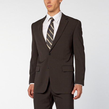 Pierre Noir // 2 Piece Micro Check Classic Fit Suit // Brown + Black (US: 34S)