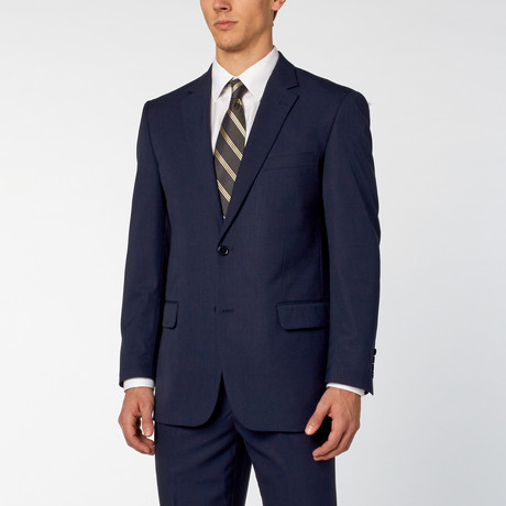 Pierre Noir // 2 Piece Micro Check Classic Fit Suit // Navy + Black (US: 34S)