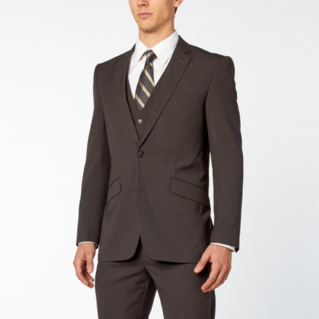 Renoir // 3 Piece Check Slim FIt Suit // Multi (US: 34S)