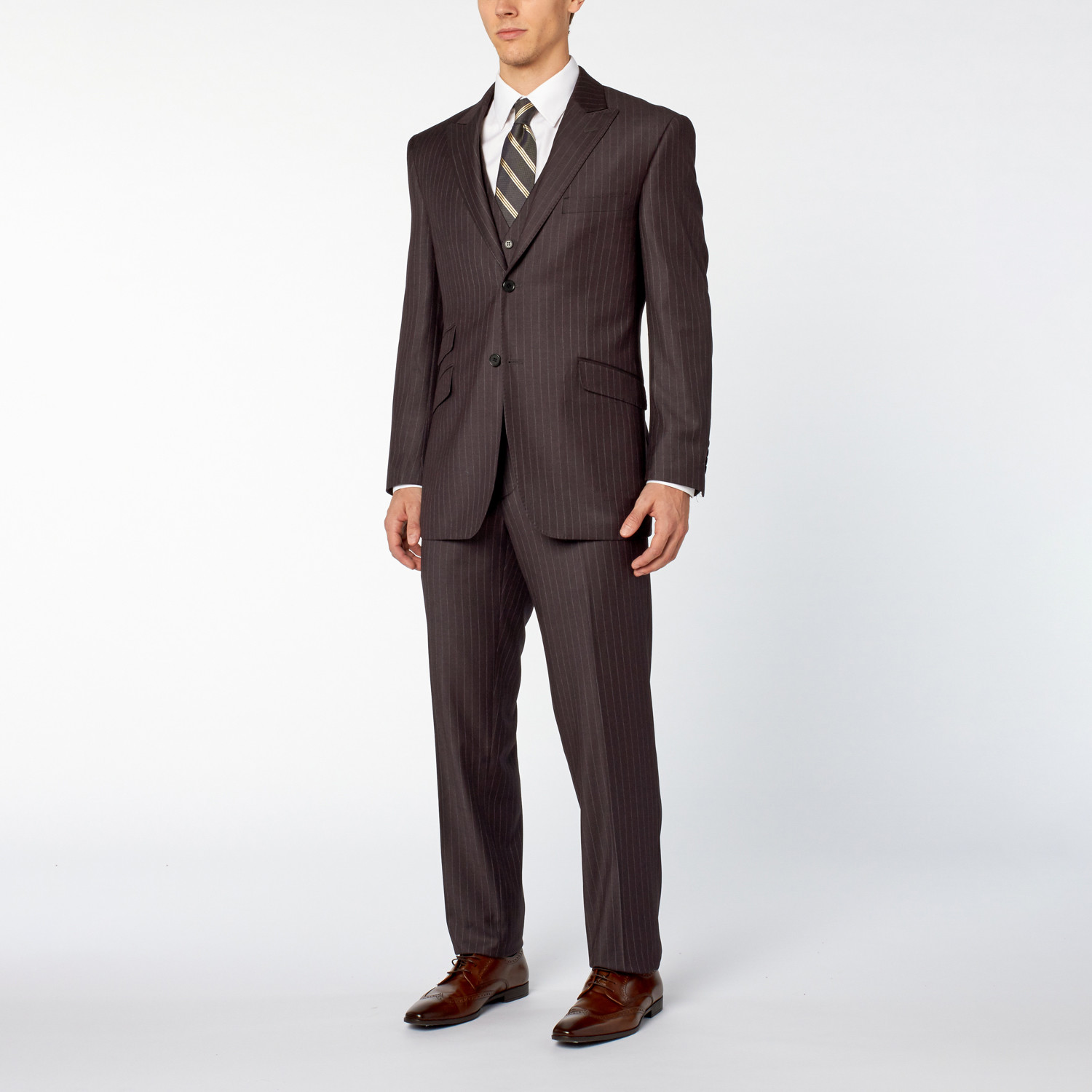 Pierre Noir // 3 Piece Pinstripe Classic Fit Suit // Grey (US: 38R ...