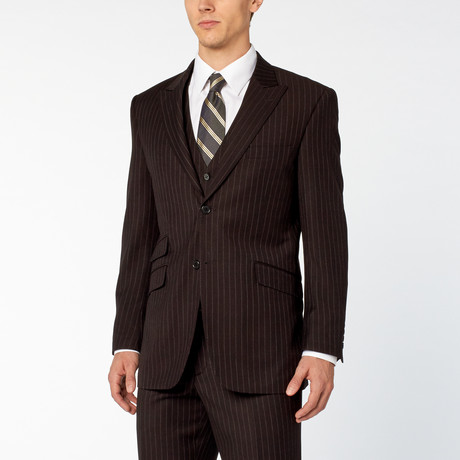 Pierre Noir // 3 Piece Pinstripe Classic Fit Suit // Black (US: 34S)