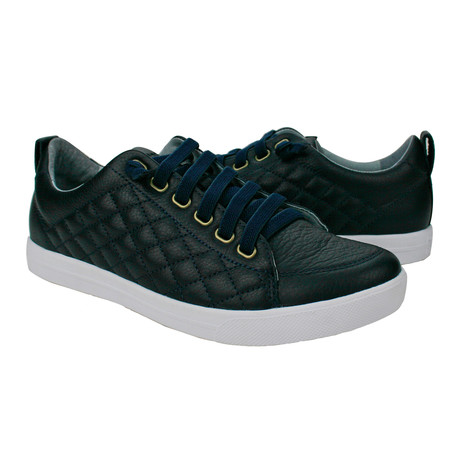 Quilted Leather Ox Sneaker // Dark Blue (US: 8)