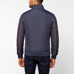 Diamond Quilted Varsity Jacket // Navy (S)