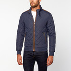 Diamond Quilted Varsity Jacket // Navy (M)