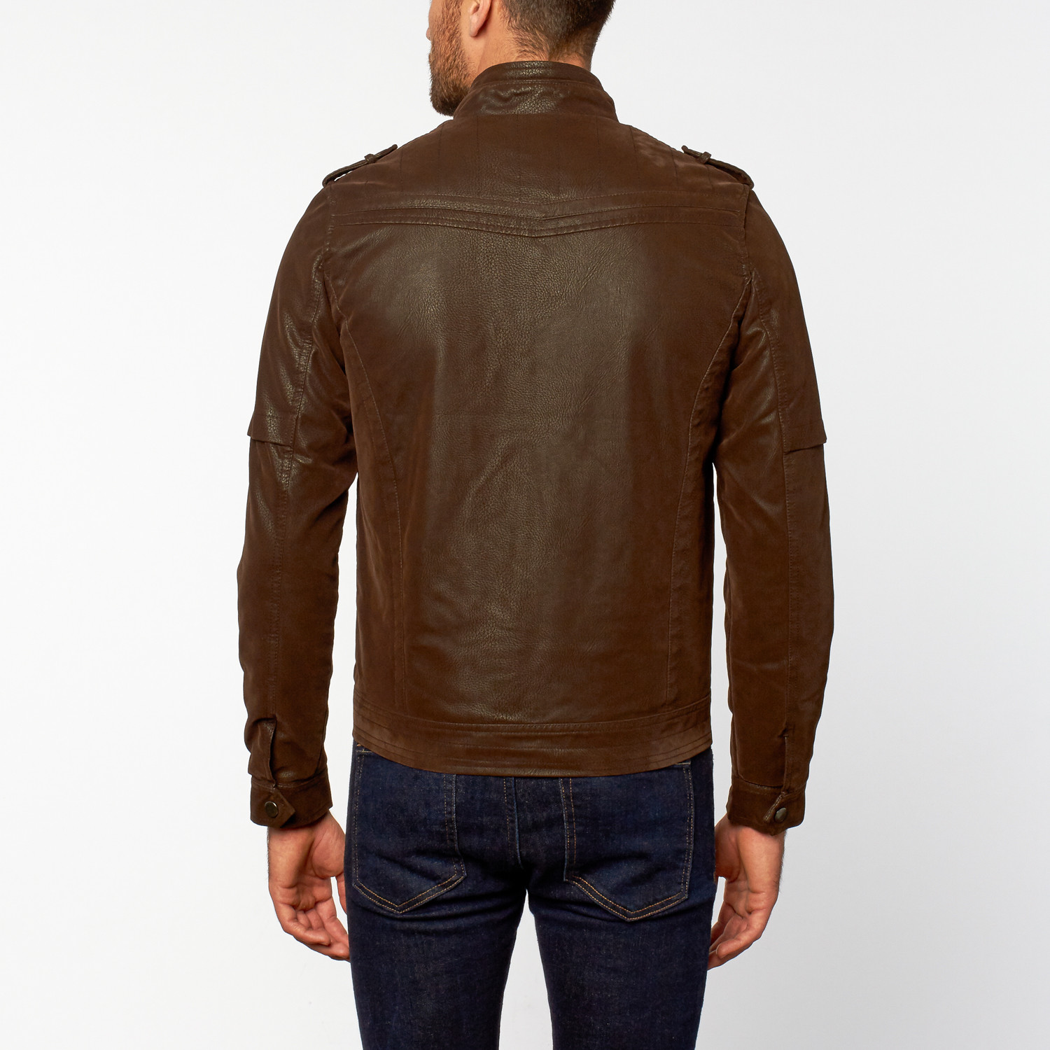 Faux Suede Moto Jacket // Brown (S) - American Stitch - Touch of Modern