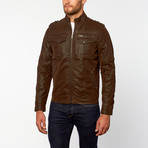 Faux Suede Moto Jacket // Brown (M)