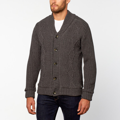 Cable Knit Cardigan // Charcoal (S)