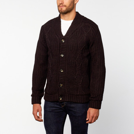 Cable Knit Cardigan // Black (S)