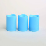 Blue Outdoor Flameless Pillar Candles // Set of 3