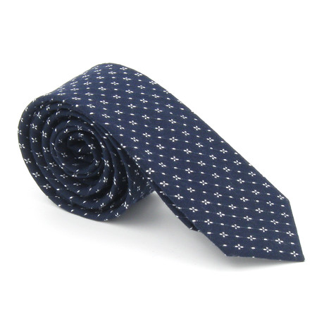 Skinny Tie // Navy + White Snow Storm