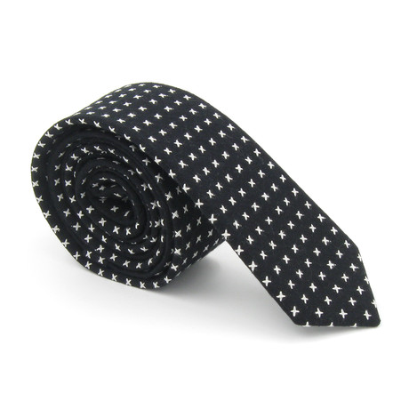 Skinny Tie // Black + White Stitches