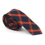 Skinny Tie // Navy + Orange Gingham