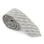 Skinny Tie // Grey + White Hazy Stripes