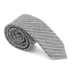 Skinny Tie // Grey + White Pinstripe