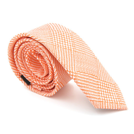 Skinny Tie // Orange + White Multipattern