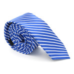 Skinny Tie // Royal Blue + White Stripes