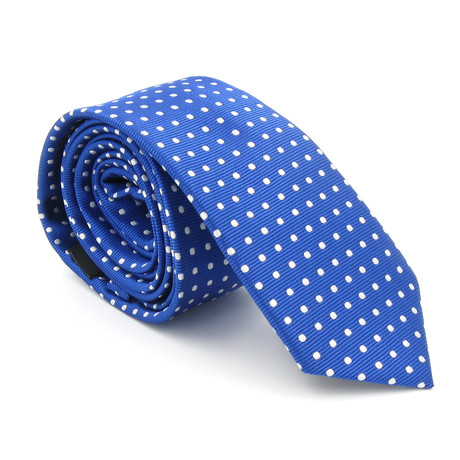 Skinny Tie // Royal Blue + White Dots