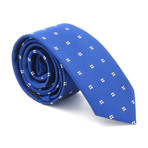 Skinny Tie // Royal Blue + White Mini Squares