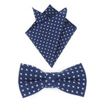 Bow Tie + Pocket Square Set // Navy + White Stitches