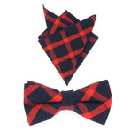 Bow Tie + Pocket Square Set // Black + Orange Gingham