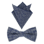 Bow Tie + Pocket Square Set // Navy + Grey Hypnotize